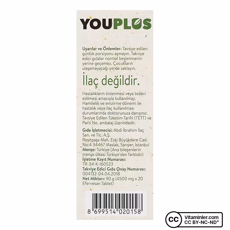 Youplus Vitamin C Çinko Propolis 20 Efervesan Tablet 2