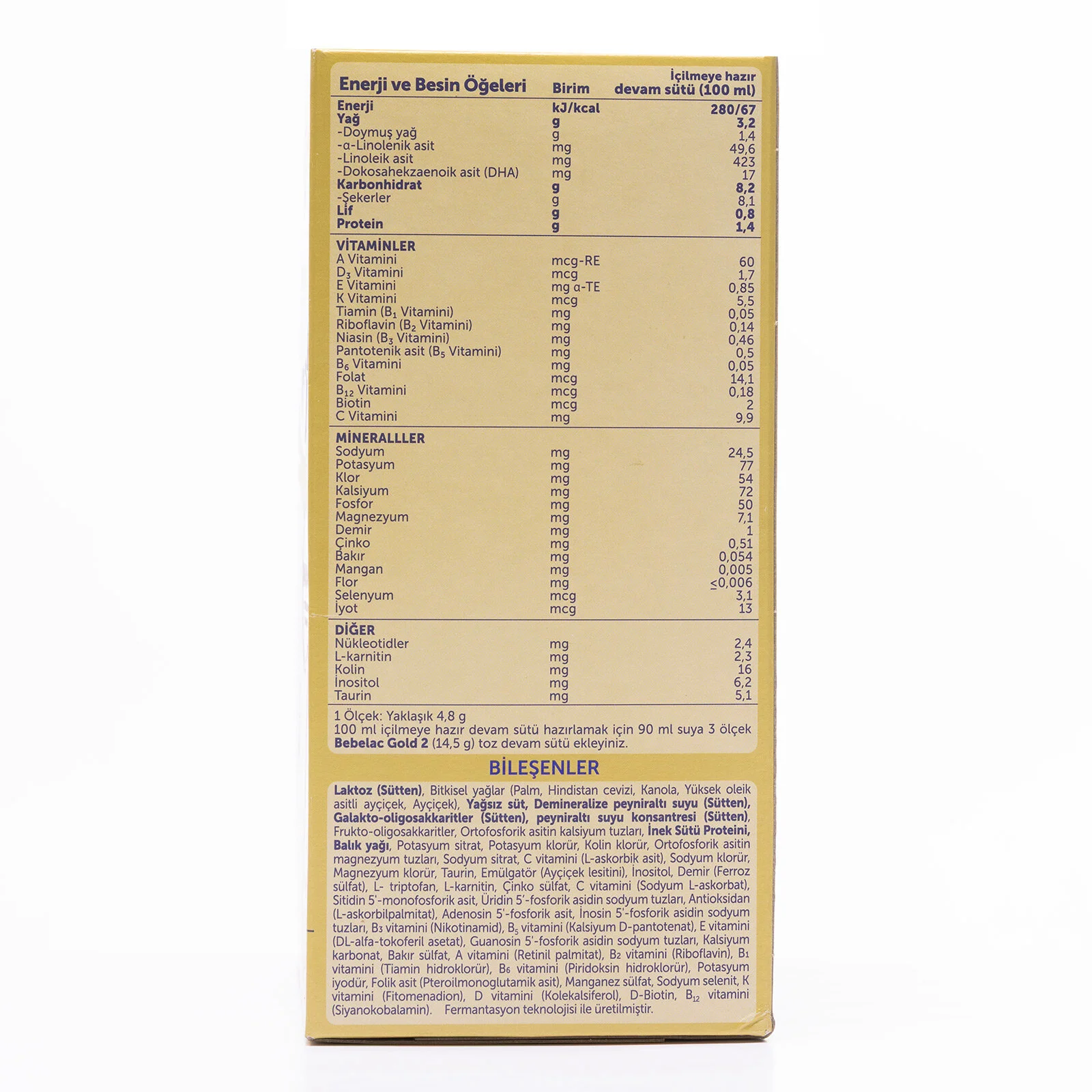 Bebelac Gold 2 Devam Sütü 800 gr 6-12 Ay 4